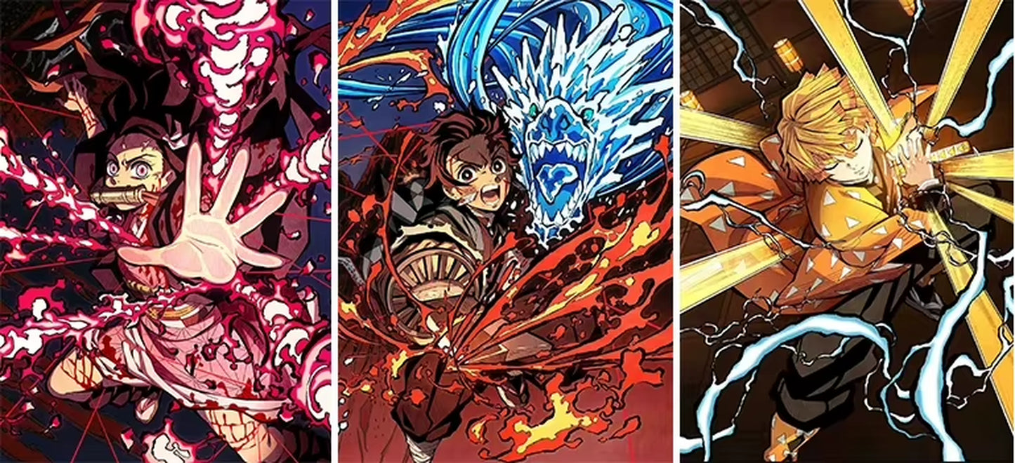 Demon Slayer Anime3 D Lenticular Poster Birthday Gift Nezuko/Tanjirou/Zenitsu Wall Art 3D Flip Gradient Poster Home Decor Toy